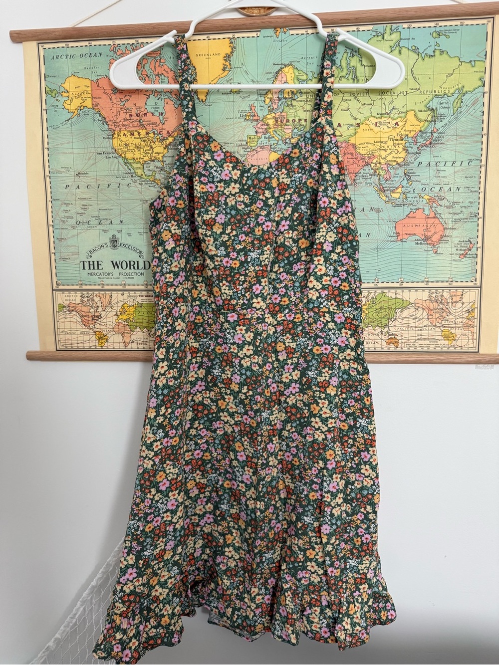 Old Navy Green Floral Mini Slip Dress